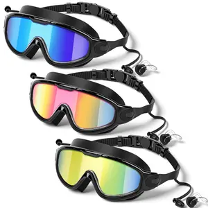 Anti-Fog Swimming Goggles with Nose Clip, Leak-Proof UV Protection Swim Mask, Comfortable Fit for Pool, Beach & Open Water – HD Clear Vision, Adjustable Strap, Durable Silicone Seal, Swim Goggles Set