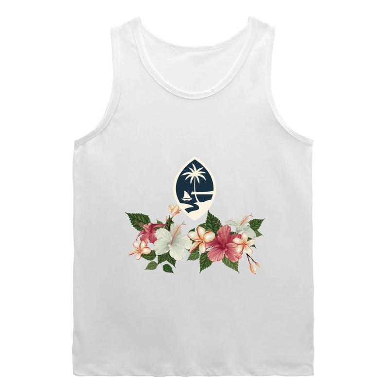 Hawaiian Floral Graphic Tank - Unisex Cotton Tropical Top