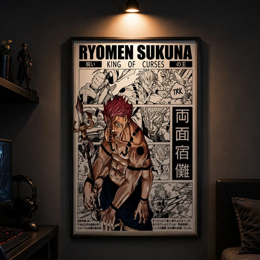 Ryomen Sukuna Anime Canvas Art, Manga Poster Decor for Bedroom, Gaming Room Aesthetic, Jujutsu Kaisen-Inspired Decor, Otaku Room Decor Gift, Anime Wall Art, Manga Wall Art, Anime Fan Gift, Gaming Room Decor, Aesthetic Room Decor