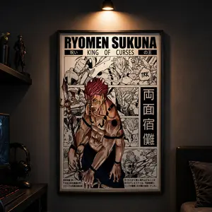 Ryomen Sukuna Anime Canvas Art, Manga Poster Decor for Bedroom, Gaming Room Aesthetic, Jujutsu Kaisen-Inspired Decor, Otaku Room Decor Gift, Anime Wall Art, Manga Wall Art, Anime Fan Gift, Gaming Room Decor, Aesthetic Room Decor