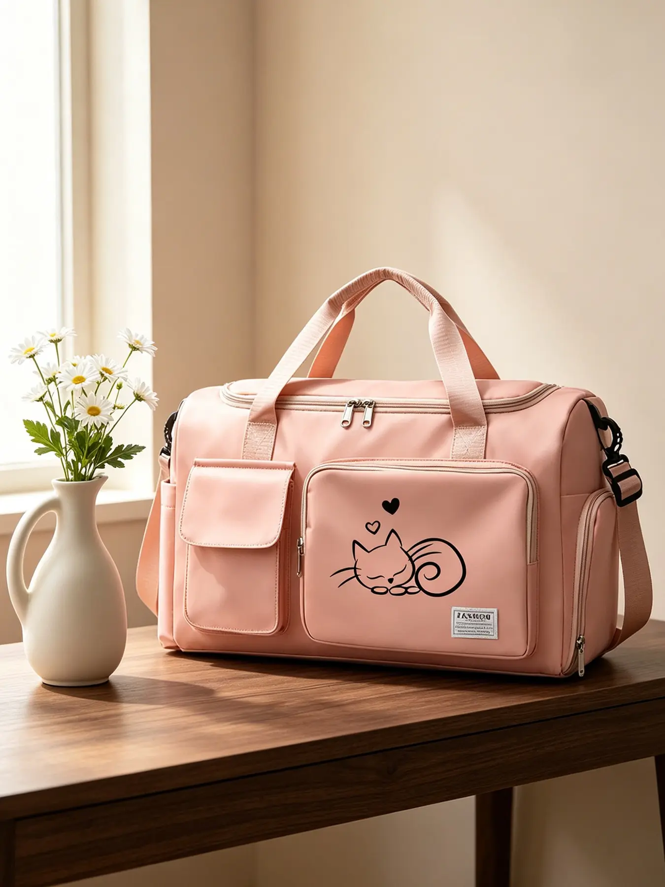 Cat Pattern Sports Bag, Large Capacity Lightweight Storage Bag, Suitable for Men, Women, Students, Travel, Unisex