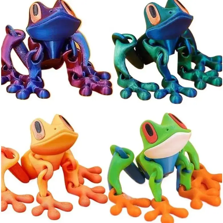 4pcs 3D Printed Magnetic Frog Refrigerator Magnets, Realistic Frogs Fridge Magnet Funny 3D-Printed Animals Decor for Home Office Whiteboard