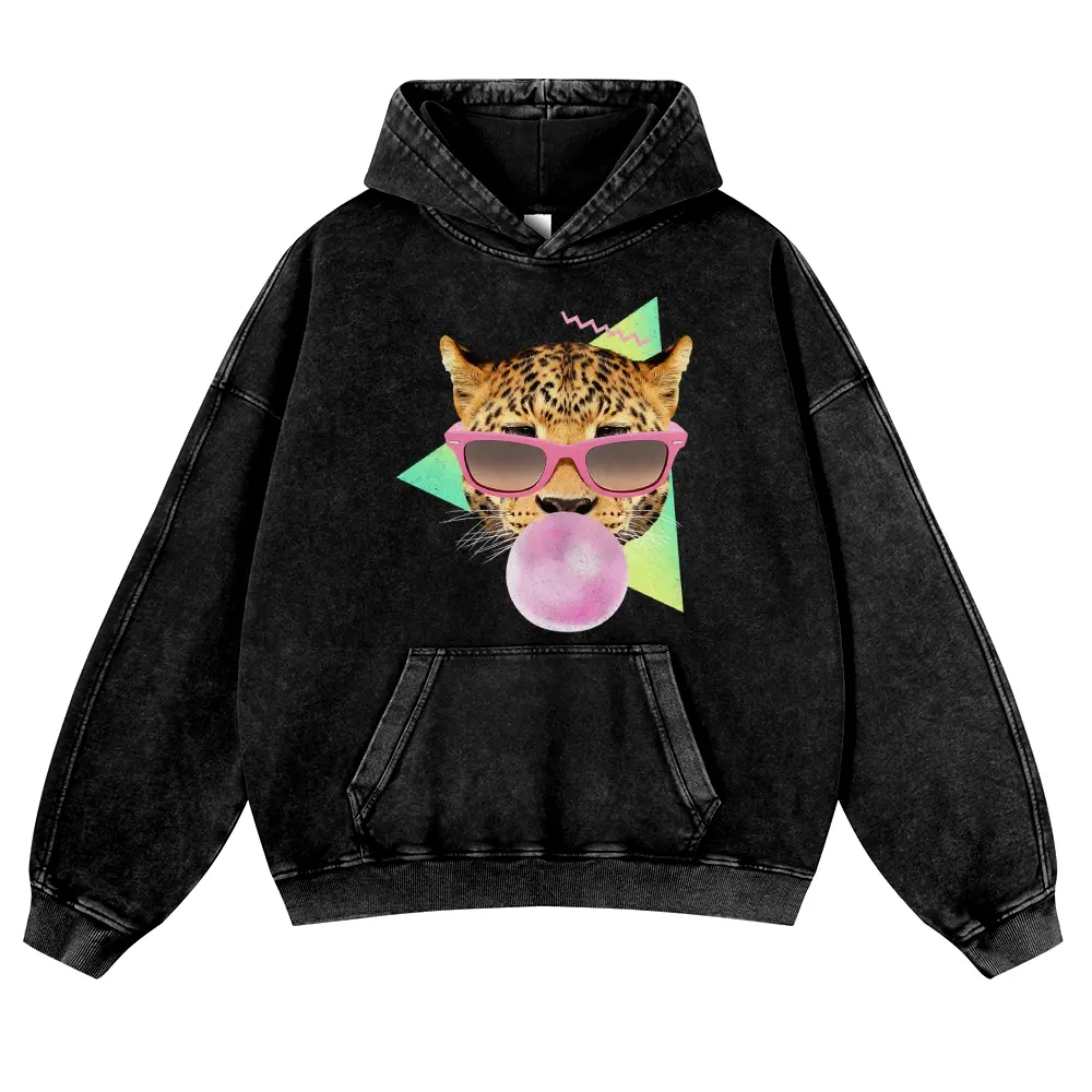 Unisex Collage of sunglasses, steamed buns and bubblegum, street Y2K style Graphic Washed hoodie Personalized Pattern Y2k Clothing Round Neck Washed hoodie,Women's Clothing 100% Cotton, Menswear, Top, Vintage Style,Summer Casual Oversized