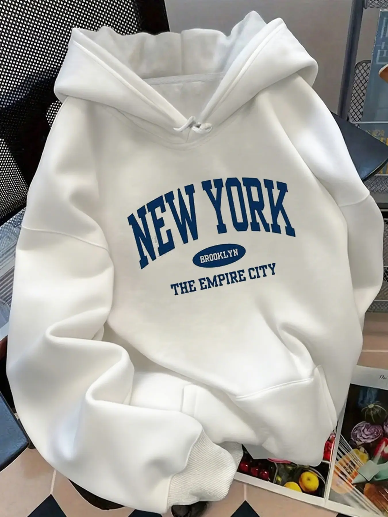 Brooklyn City Letter Hoodie Men, Menswear American Vintage College Style, Y2K Oversize Drop Shoulder, Fall Winter Casual Kangaroo Pocket