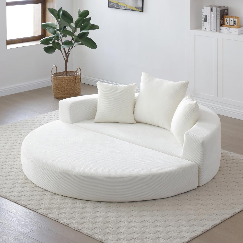 Convertible Sofa Couch Bed, Multi-functional, Circular Bed, Adjustable Futon Sofa, No Assembly Compressed Corduroy Floor Lounge Sofa for Apartment Office Bedroom Living Room