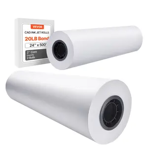 【DealsForYouDays】VEVOR Wide Format Paper, 24 inx 500 ft Plotter Paper, 2 Rolls CAD Bond Rolls with 3 in Core, 20 LB Bond Paper Rolls, Idea for CAD Drawings, Engineering Plans, GIS Maps Architectural Designs