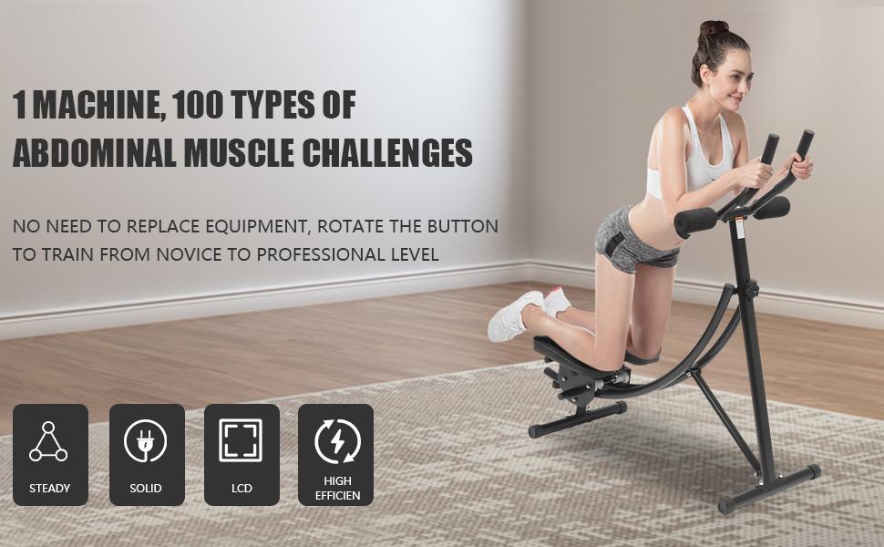 Abdominal Workout Equipment Adjustable Abdominal Machine with LED Display Monitor Foldable Fitness Gear, Abdominal Whole Body Workout Machine for Home, Companies, Gyms (Black) Pedal Exerciser