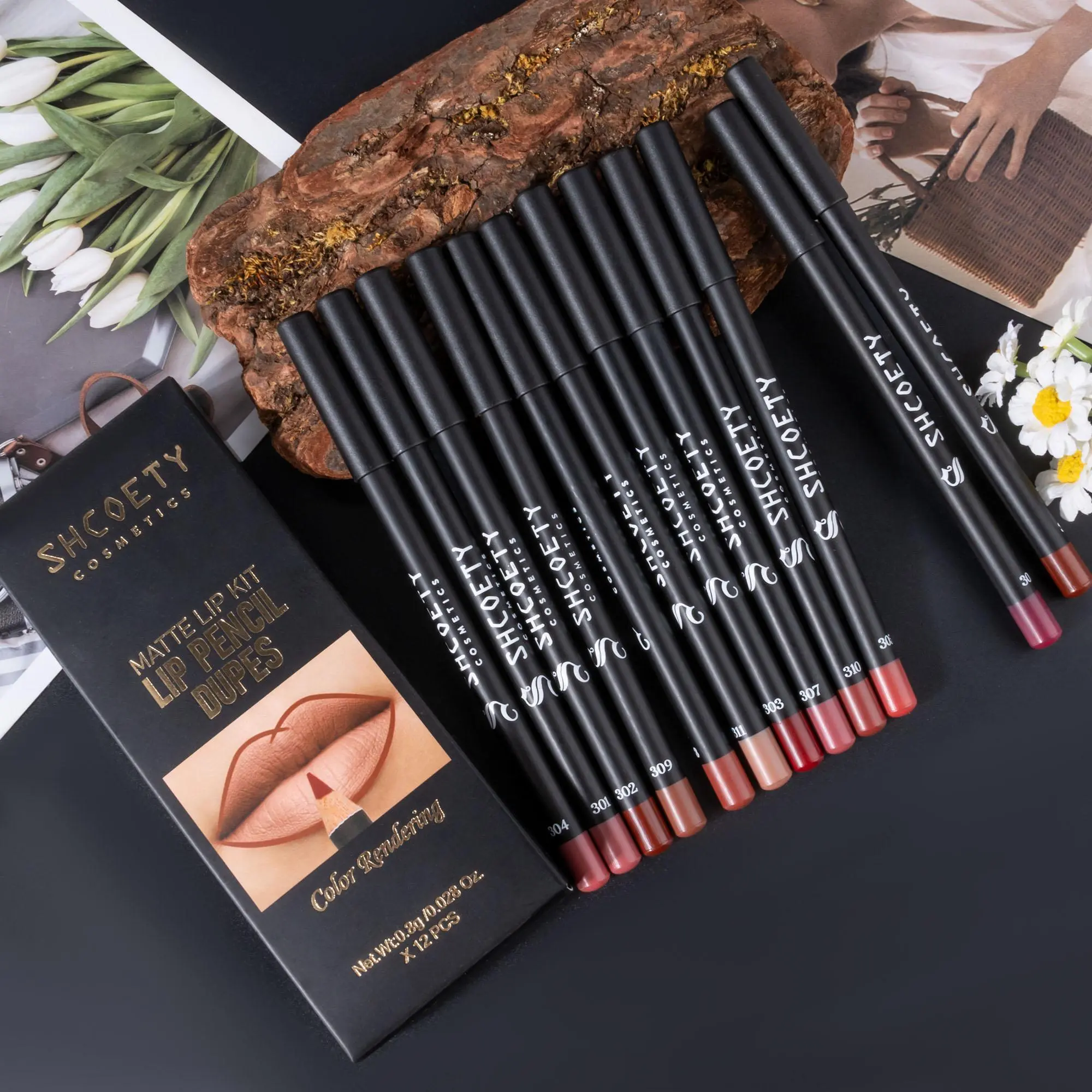 Highly Pigmented Matte Makeup Lip Liner Pencil Set, 12pcs/box Long-Lasting Lip Liners, Lip Definer, Lip Makeup Kit, Cosmetic #GLOBAL PICKS