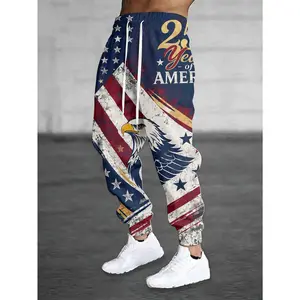 250th Anniversary of the United States' Independence Men's Flag Jogger Pants, American Patriotic Star and Stripe Pattern, Men's Daily Wear, Father's Day Gift