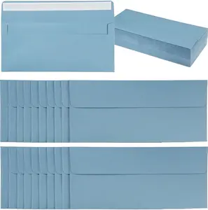 100 Pack Colorful #10 Self Seal Standard Business Envelopes for Office Checks, Business Letter Mailing Invoices, 4.13 x 9.49 Inches Dusty-Blue