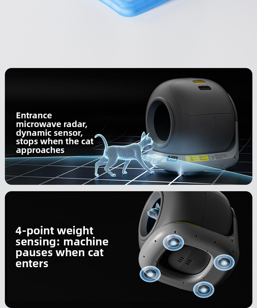 Smart app-controlled cat litter box, fully automatic, extra-large, anti-splash, enclosed cat toilet
