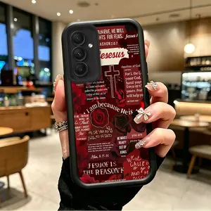 Phone case for Samsung GALAXY A54 Shockproof Gift Enhanced Peotection Vintage Red Jesus Faith Rose Cross Bible Verse Art Case Drop-Resistant Protection Celestial Eye Layered Phone Case bobosxtyjt37571