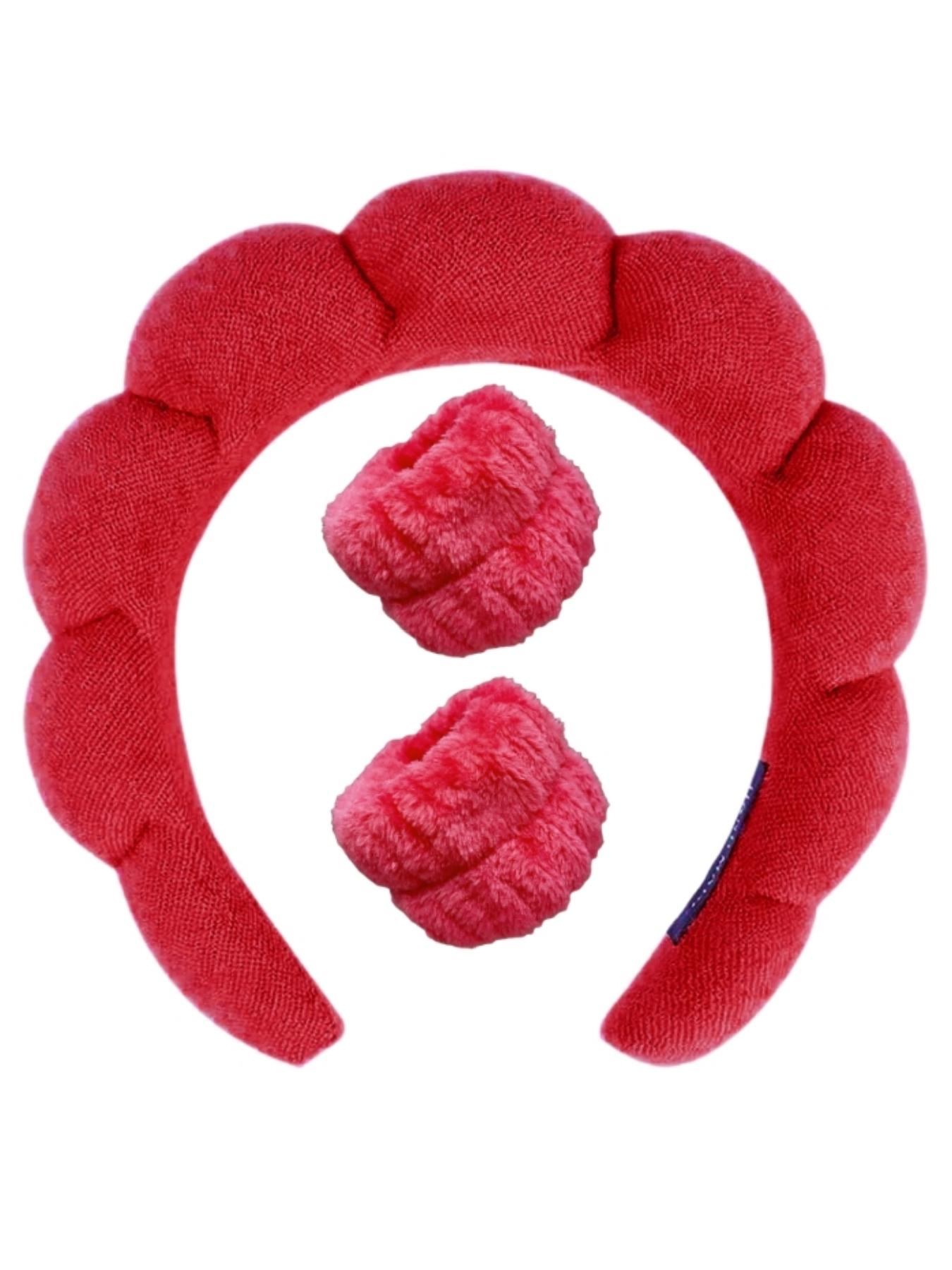 3pcs Reusable Makeup Remover Headband for Galentinesparty, Wristband Padded Hair Hoop for Daily Wear for Fall & Winter, Fashion Matching Hair Accessories for Women & Girls for Makeup, Spa