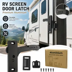RV Screen Door Latch Handle Replacement Kit, Durable Aluminum Inside Door Lock Grab Handle for Travel Trailer Camper Motorhome RV Interior Accessories