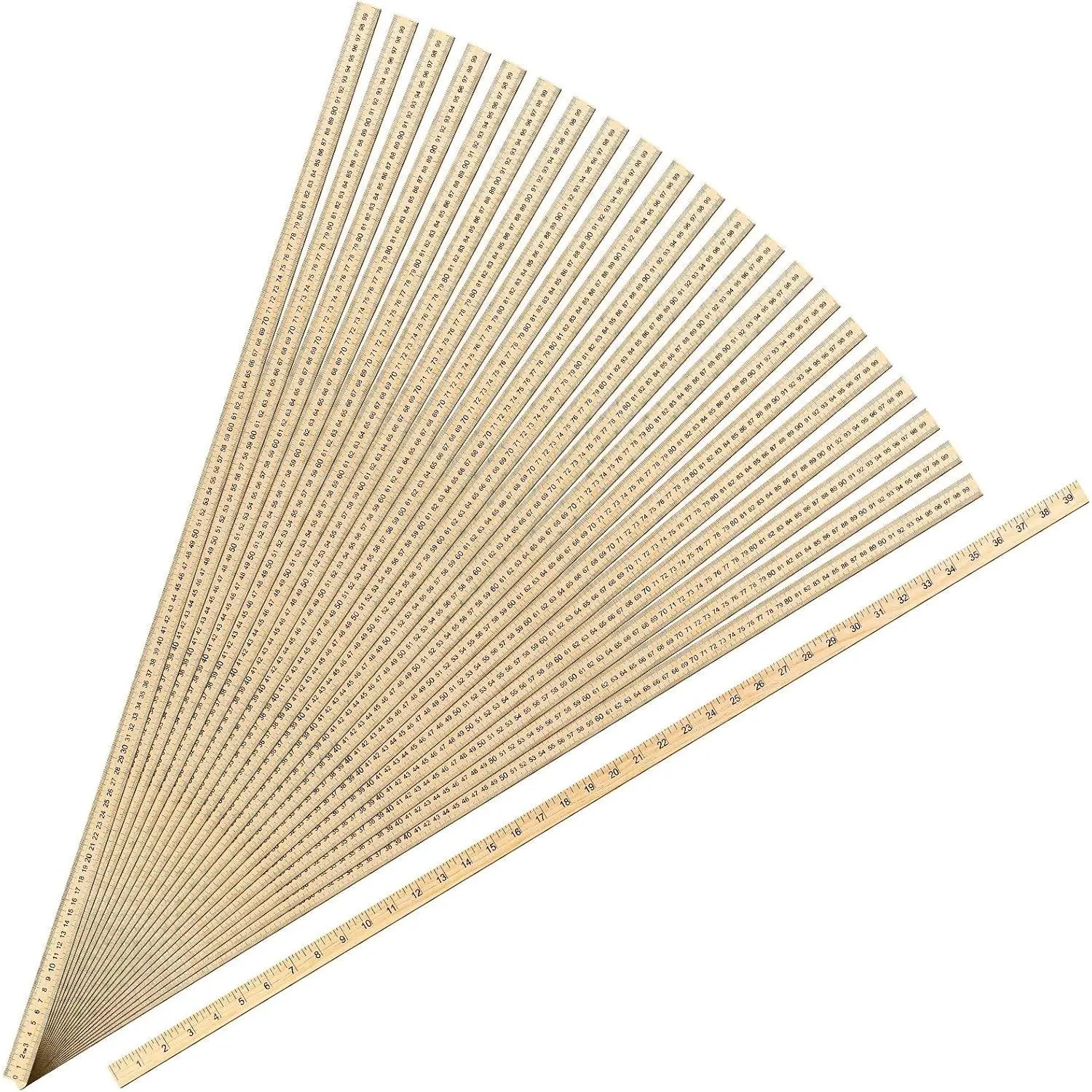 24 Pack 39 Inches Meter Stick Wood Ruler Bulk Economy Yard Stick | Double Sided Heavy Duty Thick Meter 100 Centimeters for School Classroom Home Office Kids Clothing Measuring Tailor