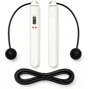 -Use Digital Counter Skipping Rope, 1.18in Cordless Balls & Steel Wire Core Adjustable PVC Rope, 360° -Free Workout Jumprope for Beginners & Indoor Outdoor Fitness