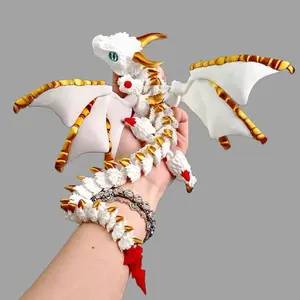New 3D Printed Exquisite Detail Flexible Wing Dragon Statue Random Eyeball Design Art Home Ornament For Fantasy Lover Present