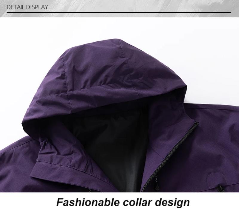 Kyn Apparel Men's Waterproof Hiking Jacket Purple Women Windproof Windbreaker Camping Cycling Trekking Fishing Outdoor Jackets