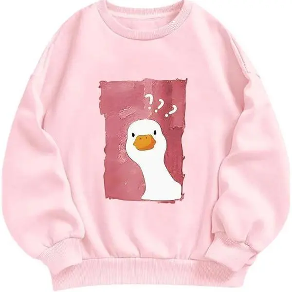 Cute Duck Sweatshirts for Women Silly Goose Graphic Funny Kawaii Sweatshirt Teen Girls Hoodie Pullover Tops