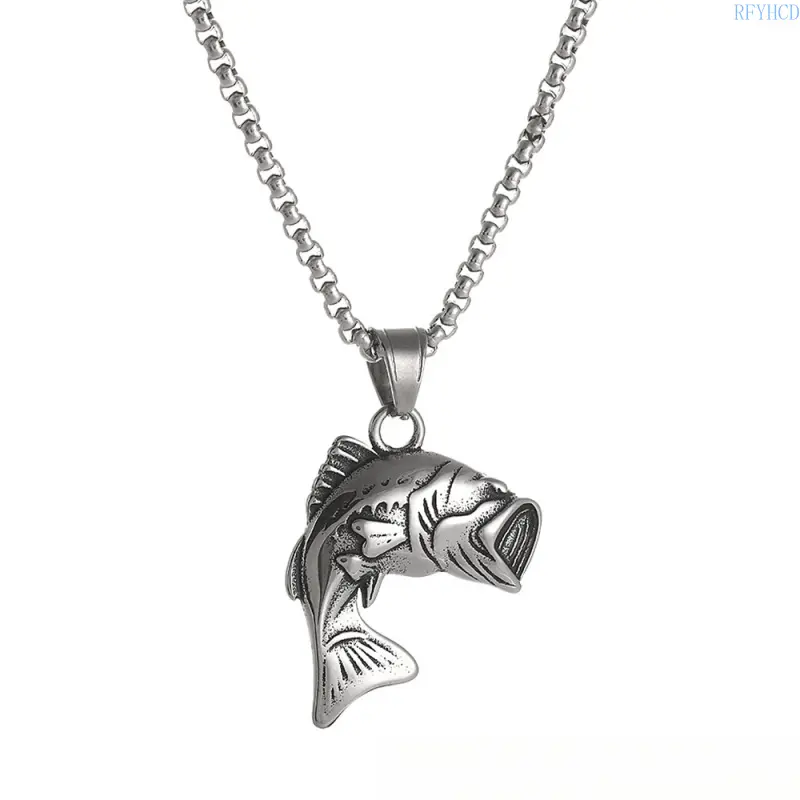 2026 New Stainless Steel Largemouth Bass Necklace, Jumping Fish-Inspired Pendant, Durable Fashion Accessory, Dainty Chain for Men, Boyfriend Gift for Daily Wear