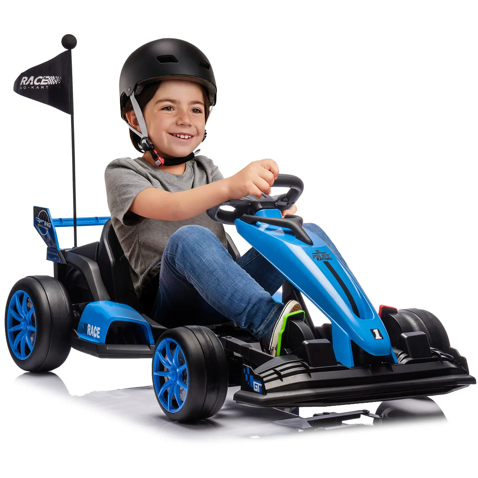 High-Speed 24V Electric Drift Go Kart for Kids Ages 6-12, Adjustable Seat, Dual Motors, Up to 8.5MPH, EVA Silent Wheels, Max 135lbs, Outdoor Racing Ride-On Toy, Parent-Approved