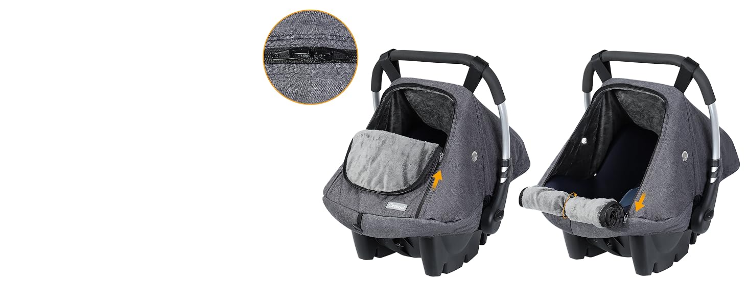 Winter Carseat Cover for Baby, Infant Car Seat Cover Compatible with Doona Car Seats, Zipper Access, Breathable, Rain, Snow and Wind Proof, Winter Baby Essentials Carrier Canopy, Dark Grey