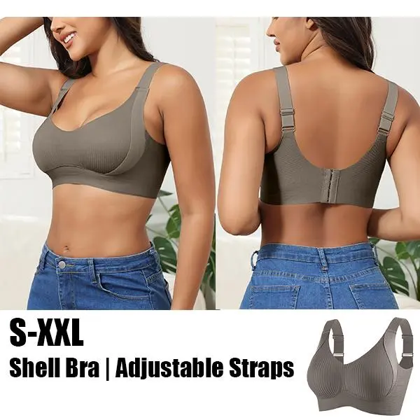 EssElegance  The perfect everyday intimates! EssElegance Adjustable Wireless Push Up Bra, ribbed seamless material, comfy four-breasted solid bra