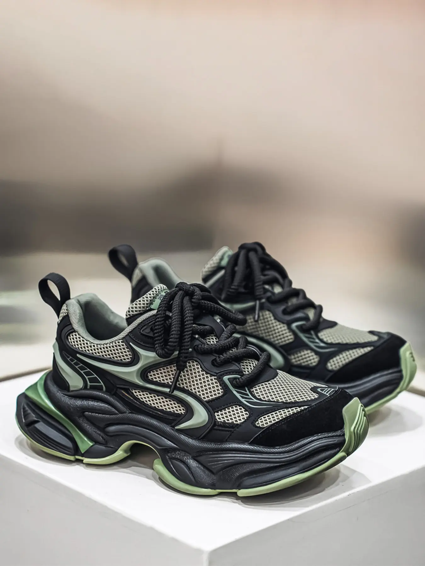 Men's Mesh Shoes, Sneaker, Casual Trendy Sneakers, All-Season Fashion, Thick Sole, Height Increasing, Casual, PU Leather, PVC Sole, Round Toe, Low Top, Breathable, Lightweight, Fashionable Versatile Sneakers
