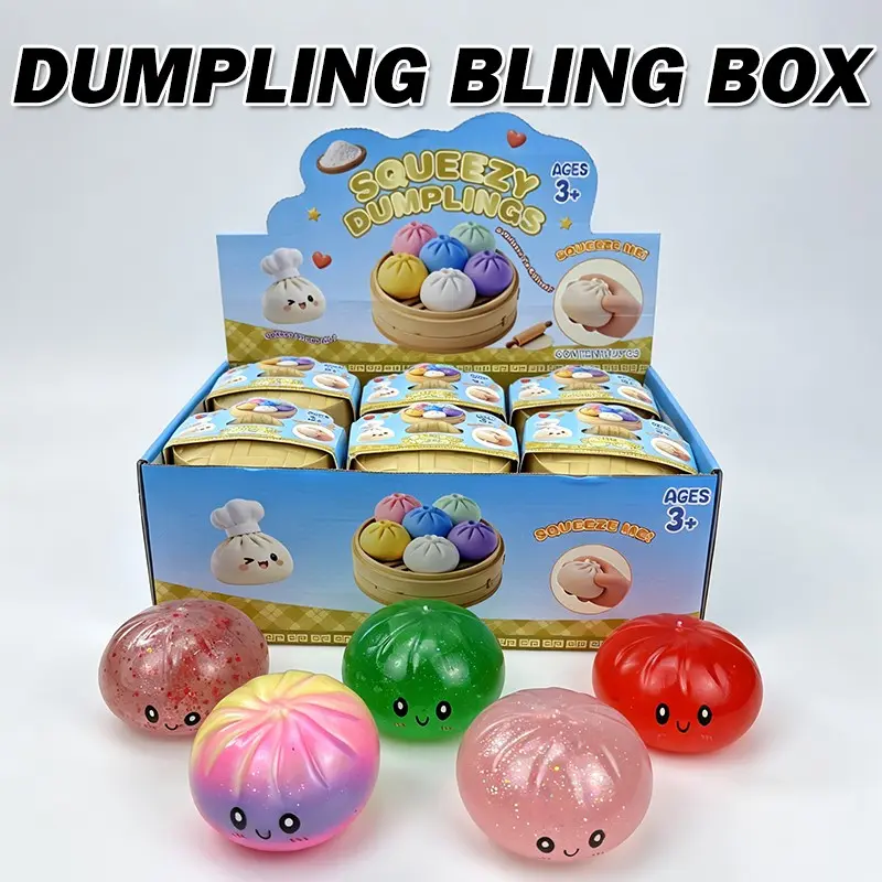 Trendy Baozi Blind Box Set of 12, Glitter Stress Relief Toy, Creative Unboxing Fun, Rainbow Hidden Edition, Kids' Fashion Gift