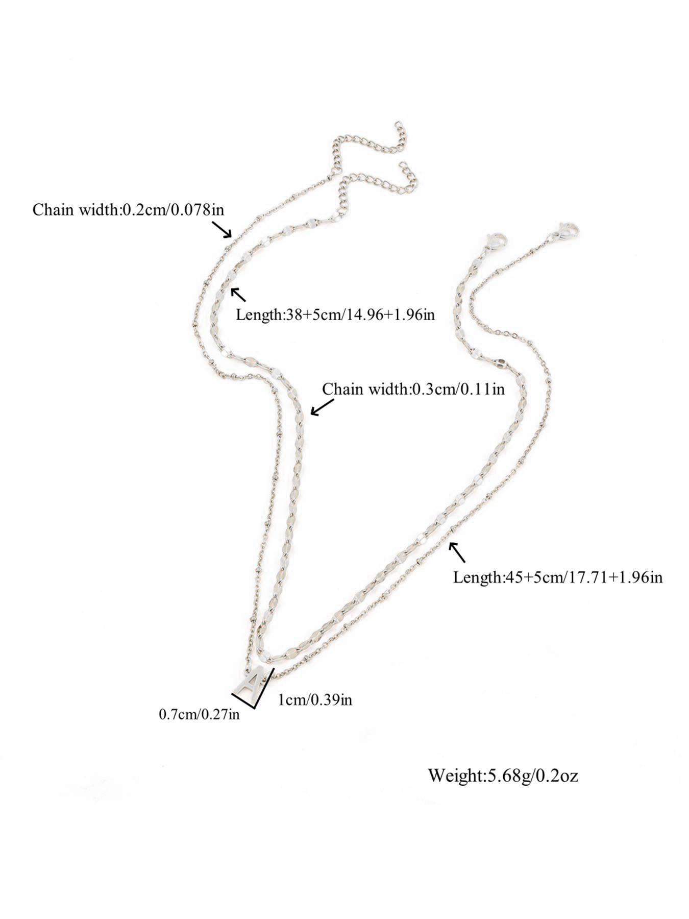 Simple Letter Detail Pendant Necklace & Chain Necklace Set, Necklace Initial, Fashion Jewelry for Party, Daily Decor, Trendy All-match & Exquisite Jewelry for Birthday Gift, Minimalist Necklace