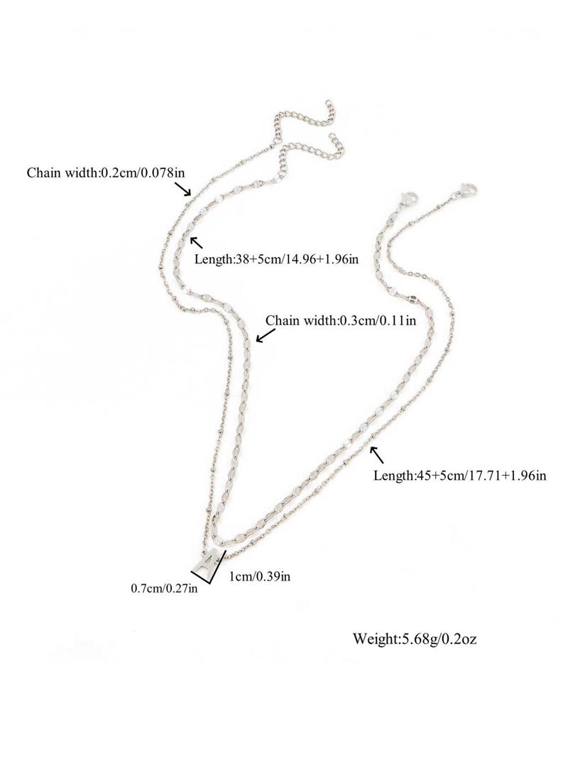 Simple Letter Detail Pendant Necklace & Chain Necklace Set, Fashion Jewelry for Party, Daily Decor, Trendy All-match & Exquisite Jewelry for Birthday Gift, Letters Necklace, Minimalist Necklace