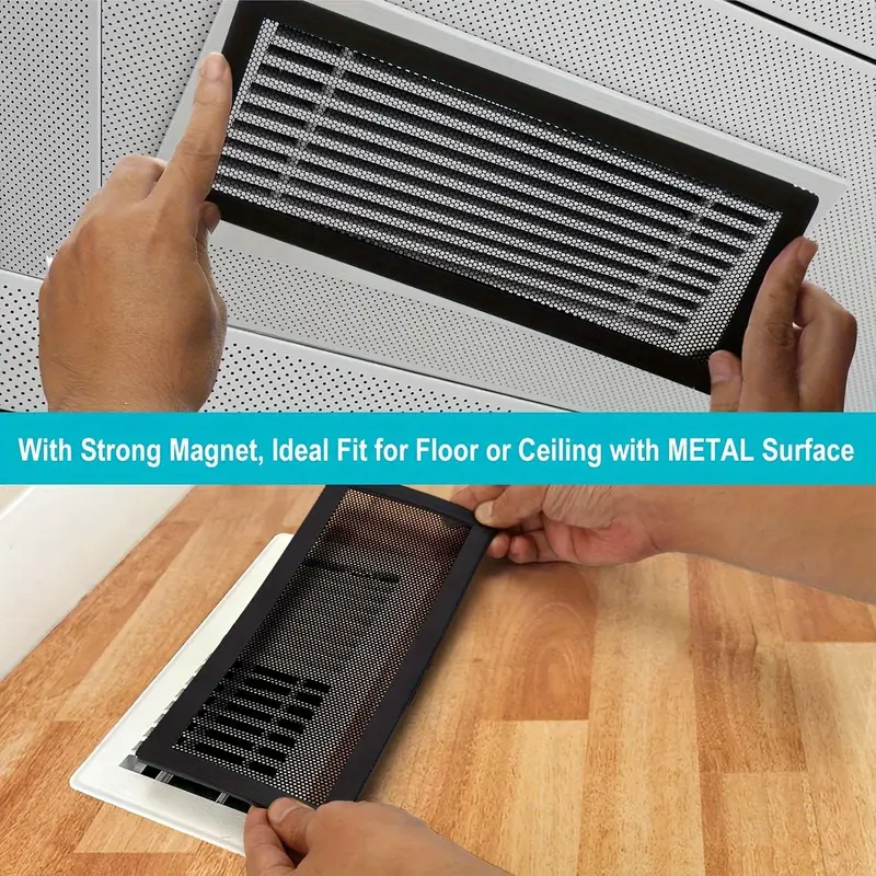 Magnetic Vent Cover, Magnetic Fastening, Ventilation, Airflow Control, Airflow Management, Airflow Directing, Dust Minimization, 4 Counts/set Durable Anti-dust Mesh, Insect-proof Vent Cover, Insect Protection for Ceiling & Floor, PVC Home Accessories