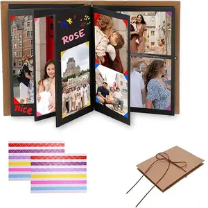 DIY Photo Album - Customizable 6-Inch Scrapbook with 34 Pages (21 x 15 cm) - Perfect for Graduation, Birthdays, or Wedding and Christmas Gifts - Includes Creative Accordion Fold Pages & 2 Sheets of Stickers