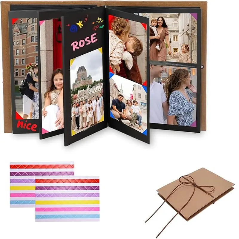 DIY Photo Album - Customizable 6-Inch Scrapbook with 34 Pages (21 x 15 cm) - Perfect for Graduation, Birthdays, or Wedding and Christmas Gifts - Includes Creative Accordion Fold Pages & 2 Sheets of Stickers