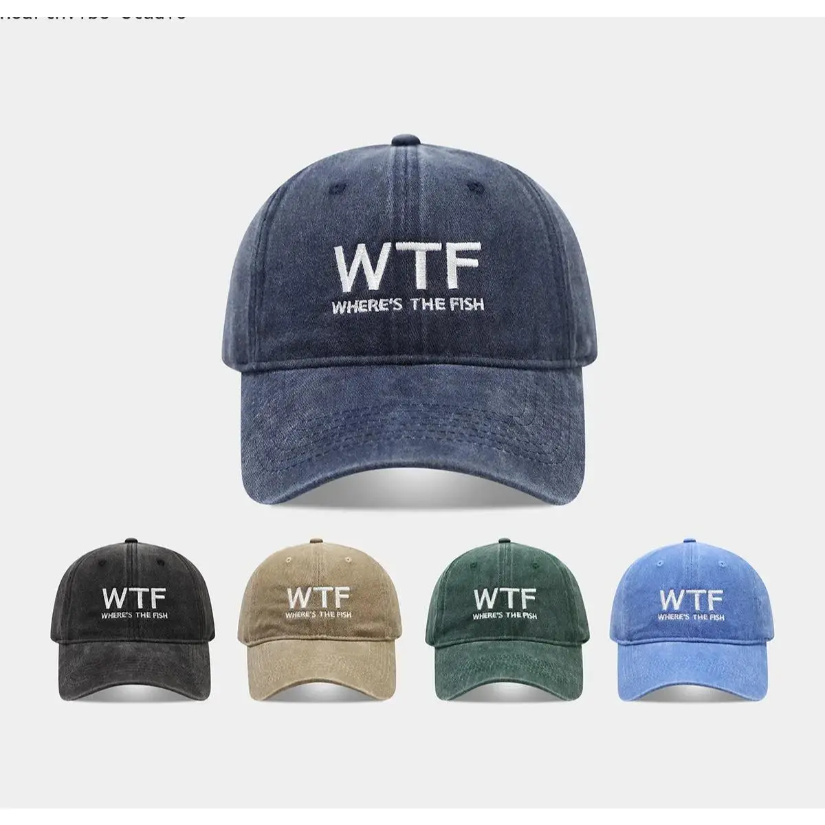 Vintage Washed Cotton Baseball Cap with WTF Letter Embroidery, Adjustable Dad Hat for Men & Women, Universal Streetwear