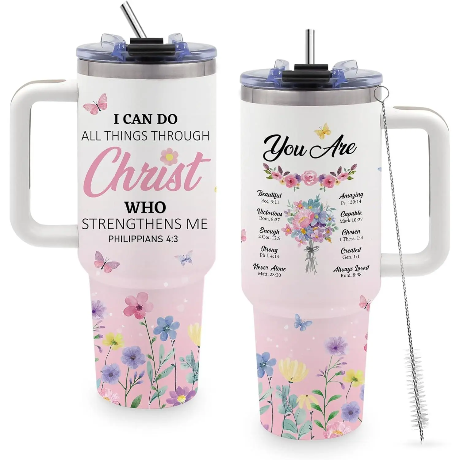 Christian Gifts for Women, 40oz Tumbler with Handle, Faith Gift for Wife, Encouragement Inspirational Gifts for Girls Friends, Christmas Birthday Gift for Mom, Daughter
