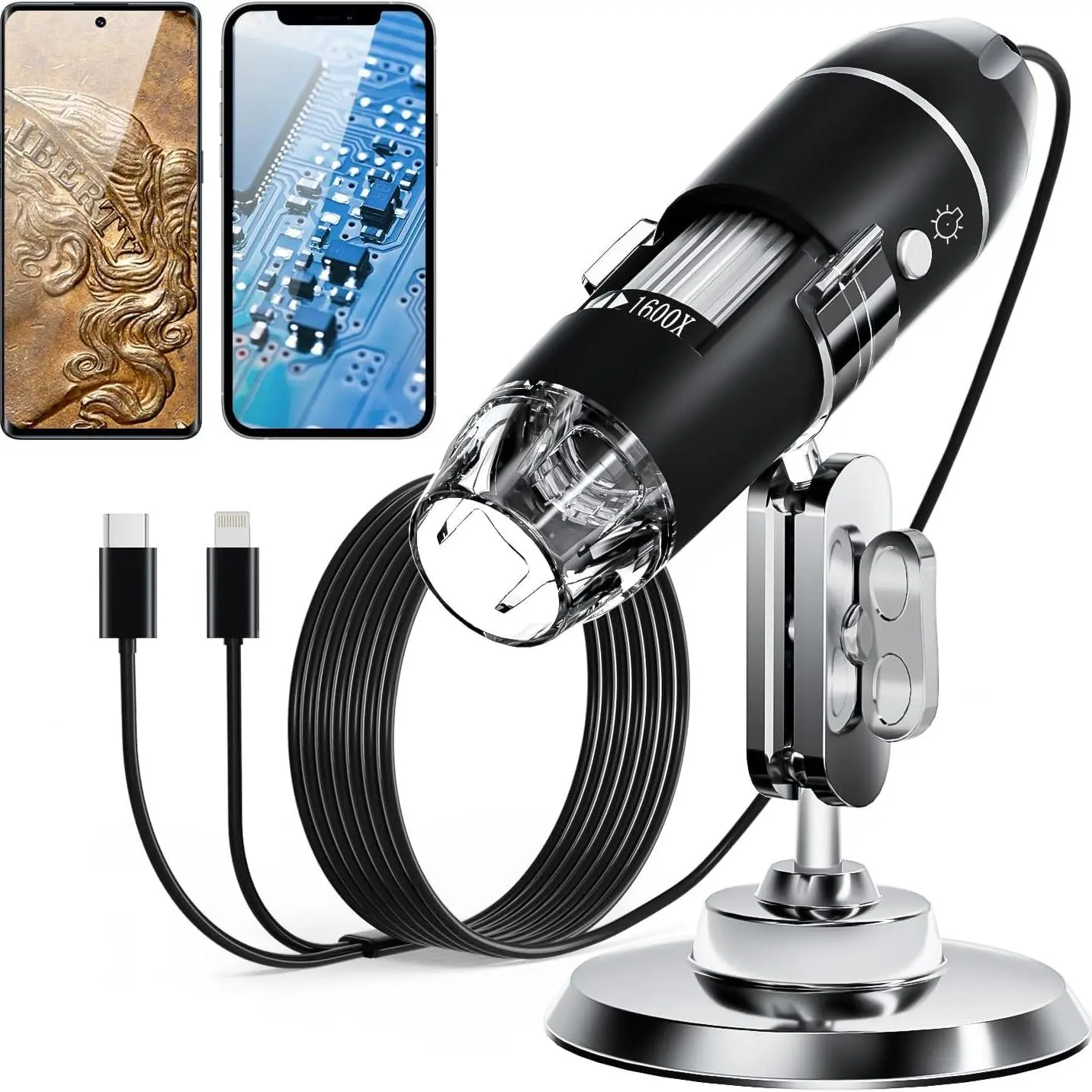 USB Digital Microscope Camera, 1 Set Handheld HD Inspection Camera with Adjustable Stand, Portable Microscopes Compatible with iOS & Android Devices