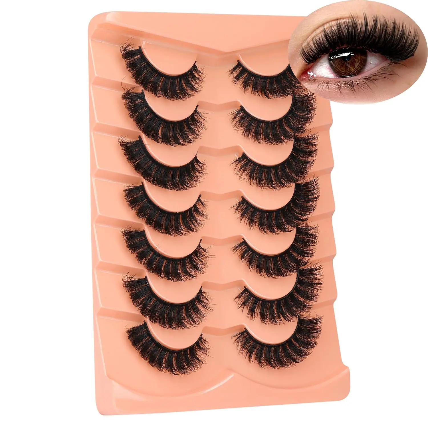 manga lash extension False Eyelashes Full Mink Lashes Long Eyelashes 200D Wispy Thick Russian Strip Lashes Cat Eye Volume Lash Strips D Curvature Dramatic 7 Pairs Fake Lash Extensions