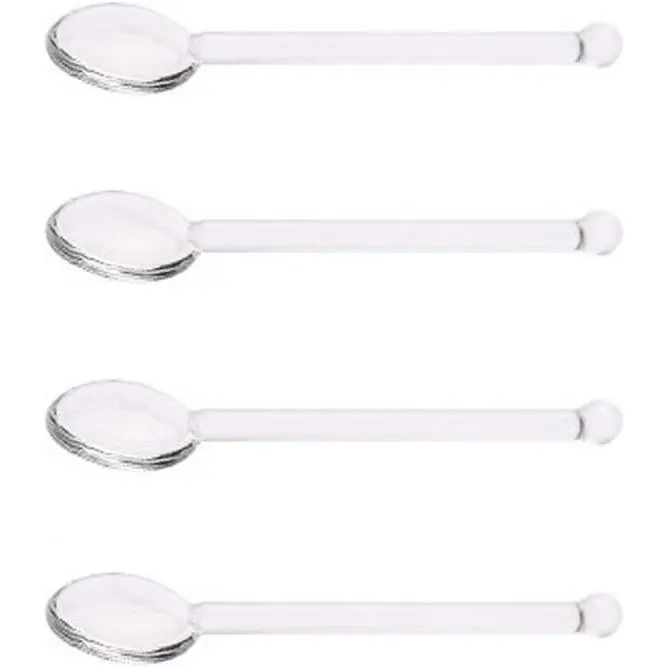 4 Pcs Borosilicate Color Transparent Glass Spoons,Cute Flower Long Handle Spoons for Ice Cream Dessert Coffee Stirring (transparent, Length:125mm/4.92")