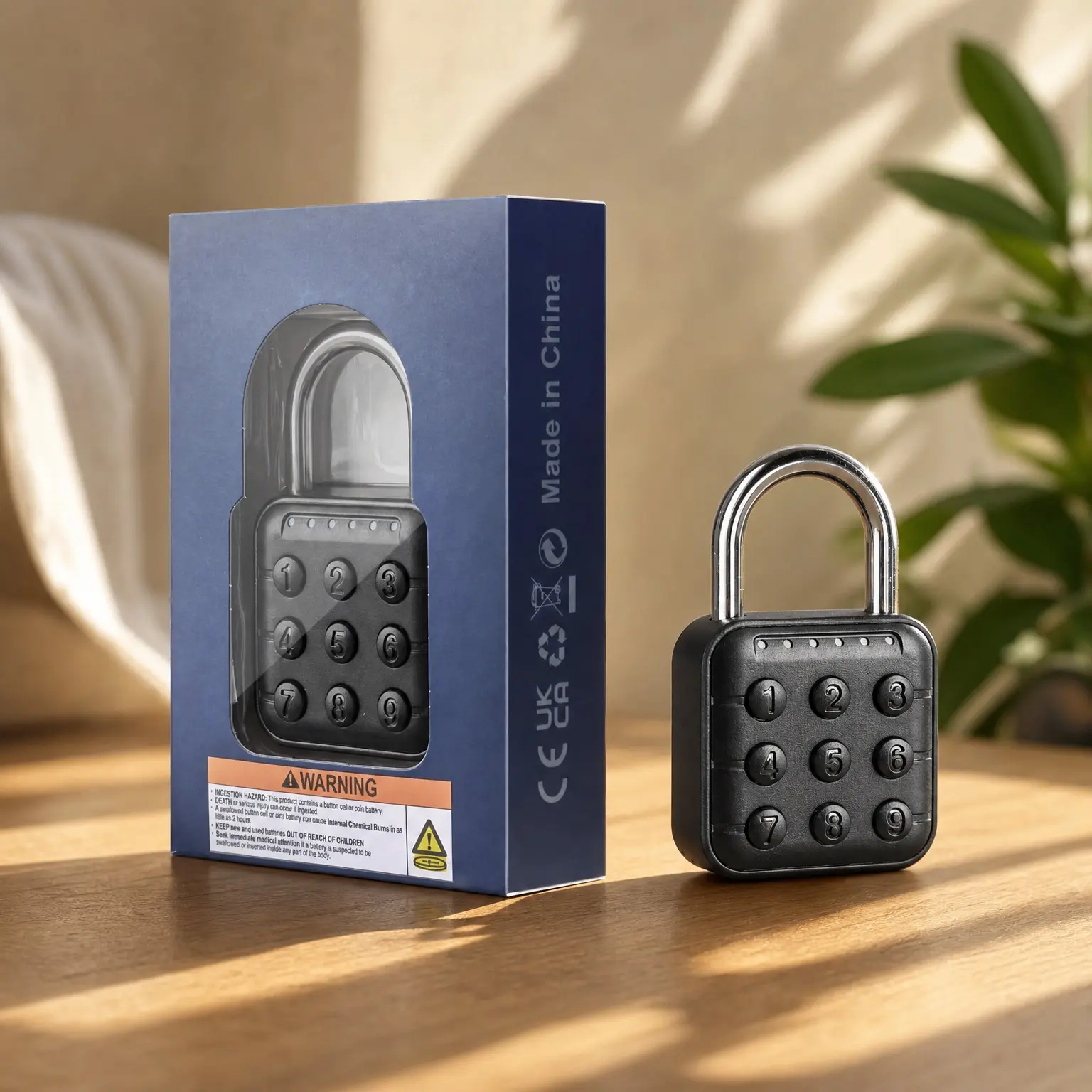 IP67 Waterproof Digital Padlock with Push Button Keypad - Keyless Electronic Combination Lock for Gym Locker, Outdoor Gate, School, Shed, Fence, No App Needed, 6-Digit Smart EntryGift