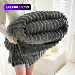 Solid Color Flannel Blanket, Soft Comfortable Throw Blanket, Air-conditioned Room Blanket, Warm Nap Blanket for Home Office Travel
