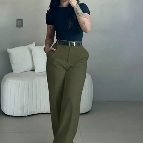 Women’s High-Waisted Loose Straight-Leg Trousers, Versatile Long Pants for Daily Wear