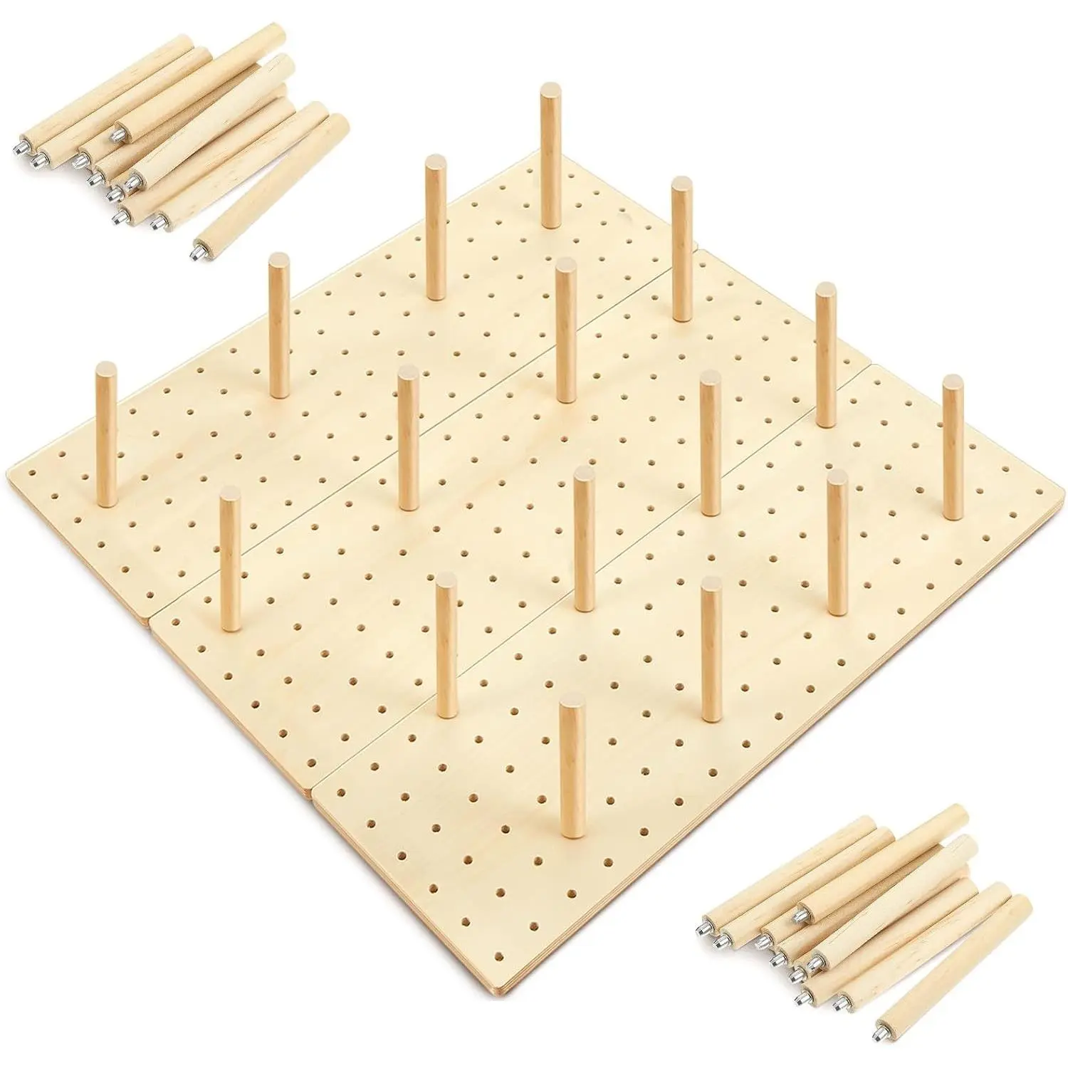 3 Pcs Wood Pegboard Drawer Organizer with 32 Pegs Wooden Peg Board Drawer Shelf Organizer Adjustable Peg System for Dishes Plate Pot Container Cookware Utensil Kitchen(17 x 5.91 in)