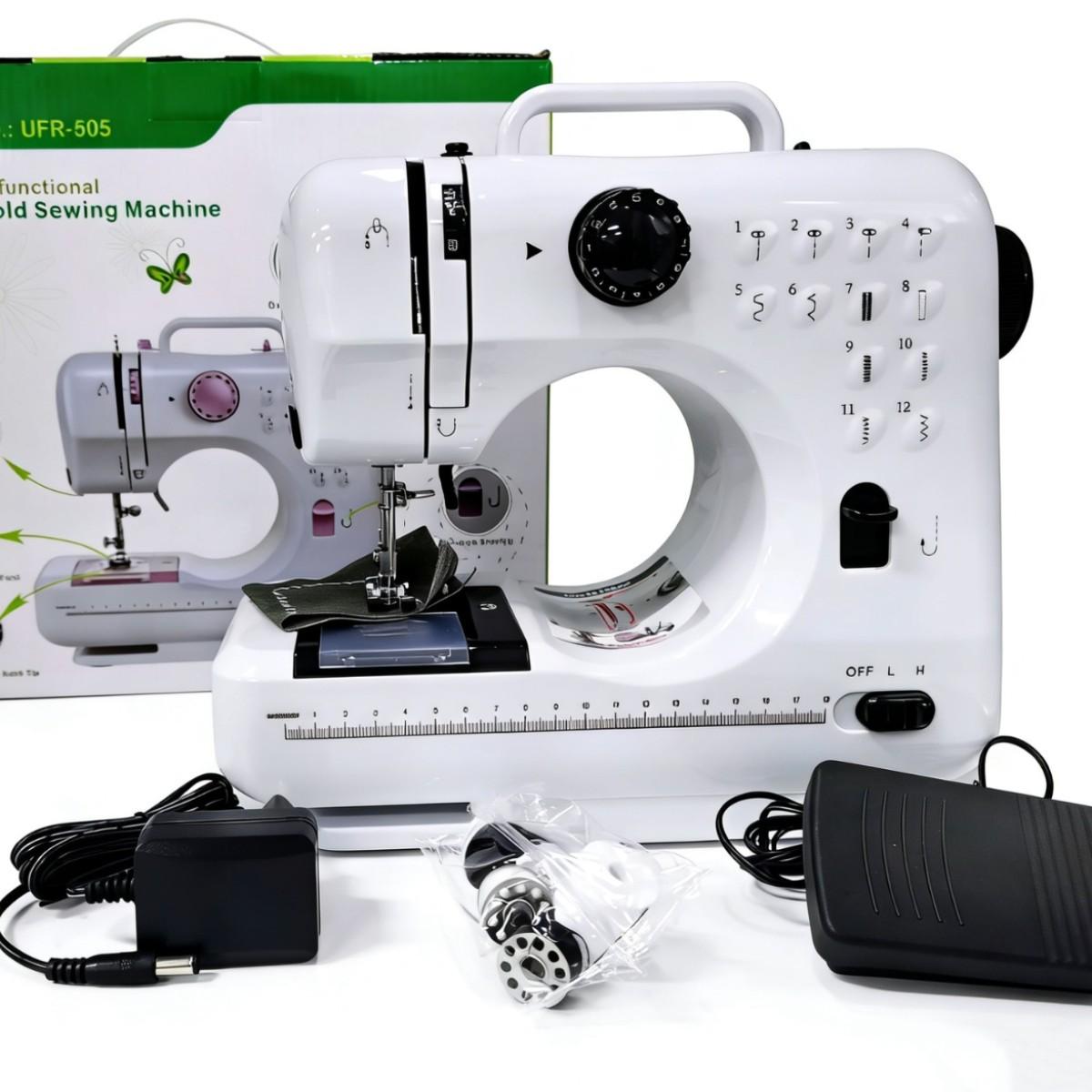 Mini Portable Household Sewing Machine Lockstitch Buttonhole 505 Semi Automatic Multifunctional Desktop