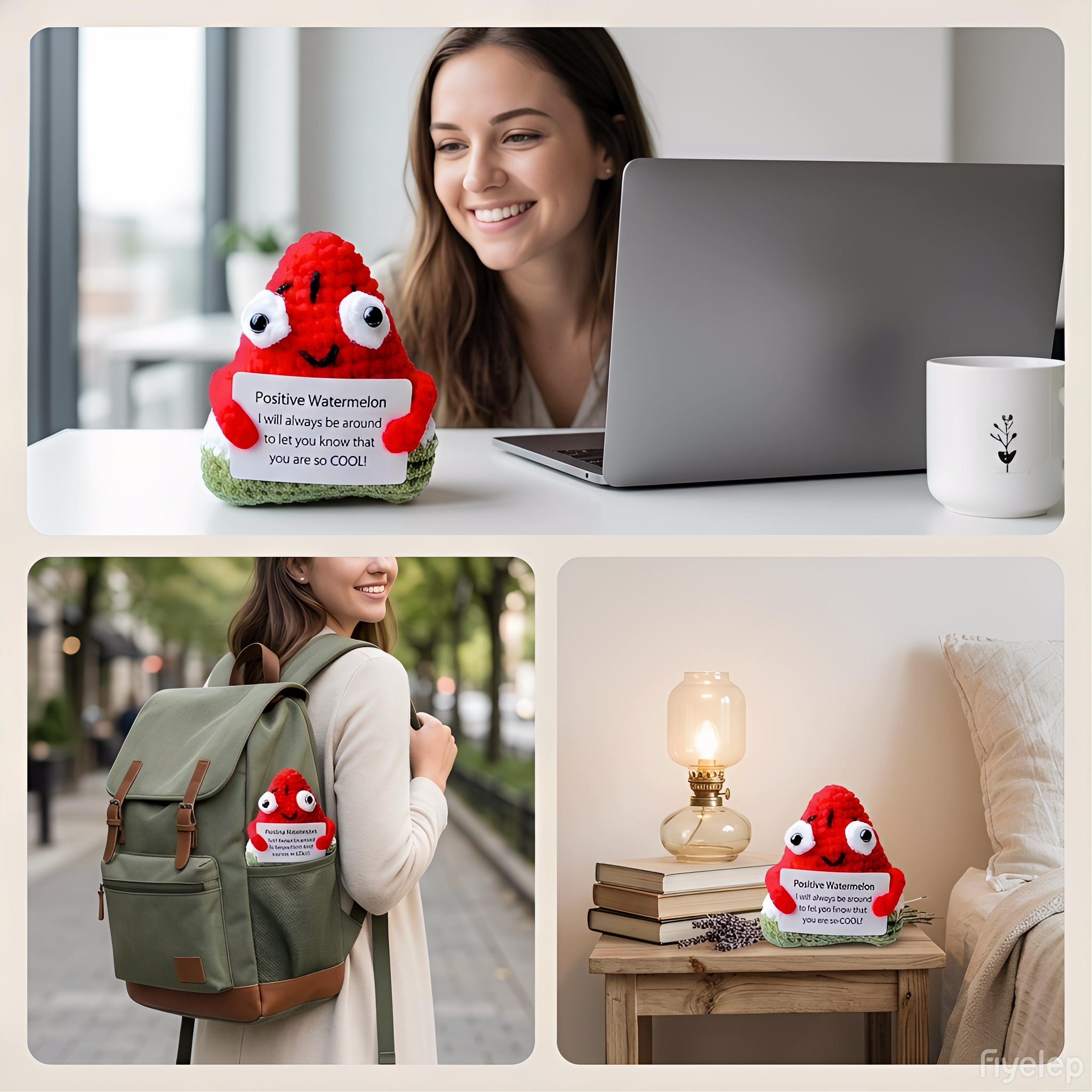 Handmade Crochet Watermelon Plush, Emotional Support Plush for Stress Relief & Anxiety, Cute Knitted Doll as Christmas Presents, Holiday Gifts, Birthday Gifts for Women, Gifts for Men, Gifts for Women, Teacher Appreciation Gifts, Birthday Gifts & Sweet Gi