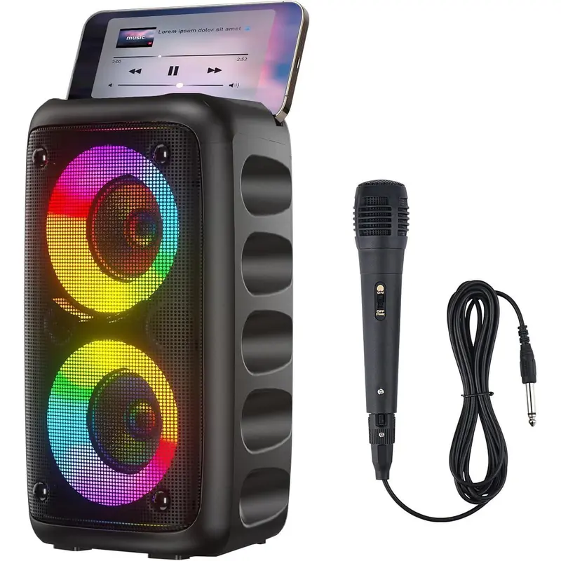 Portable Bluetooth Speaker,Karaoke Machine for Adults and Kids,with Lights Loud Big Bluetooth Speaker,Rechargeable Dj/PA Speaker System with TF Card,AUX in,REC,TWS for Outdoor Sport Home Party