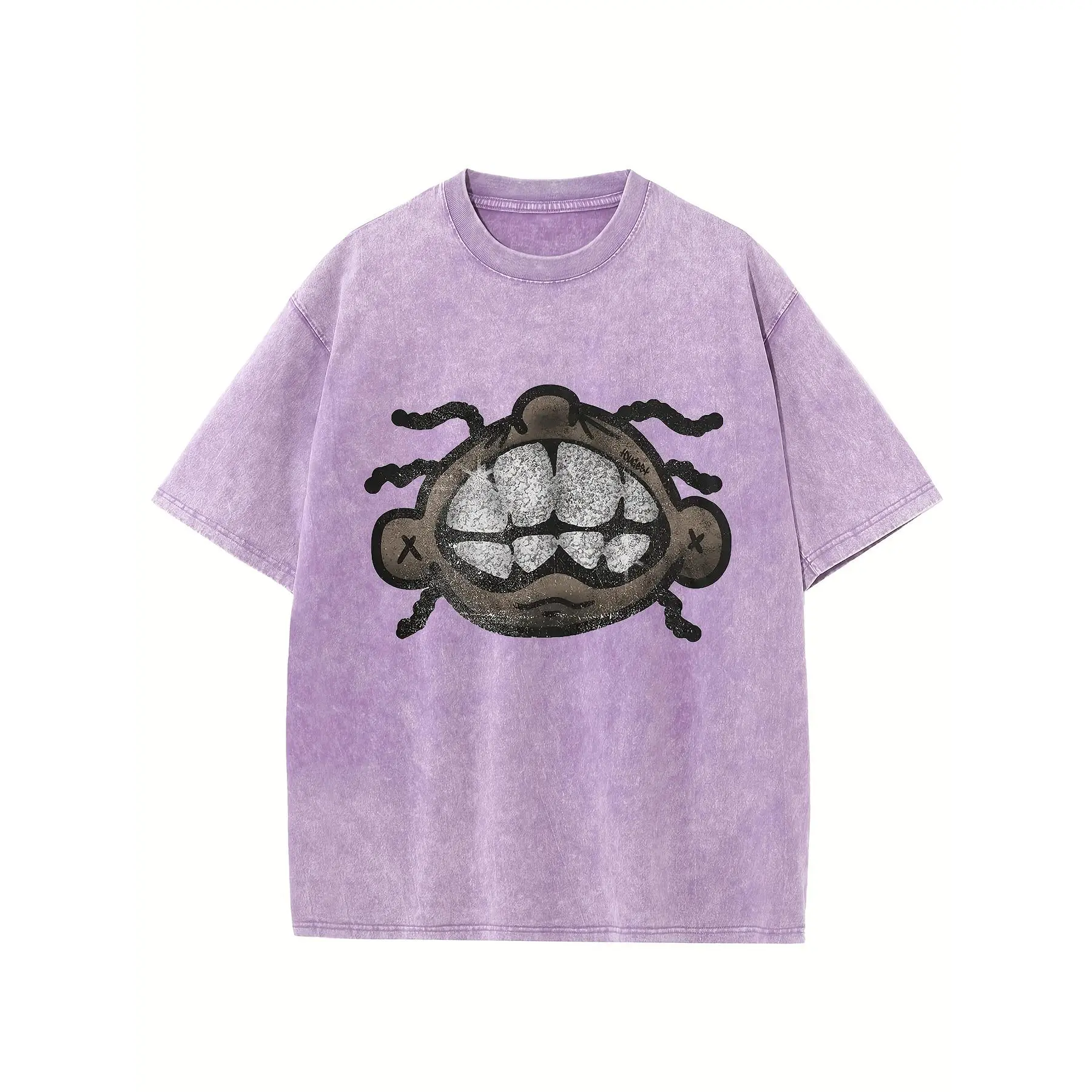 Men'S T-Shirt Featuring a Y2K Street Retro Harajuku Style Print, Made from 230G Thick 100% with a Washed Retro Batik Design, Perfect for Casual Wear with Short Sleeves