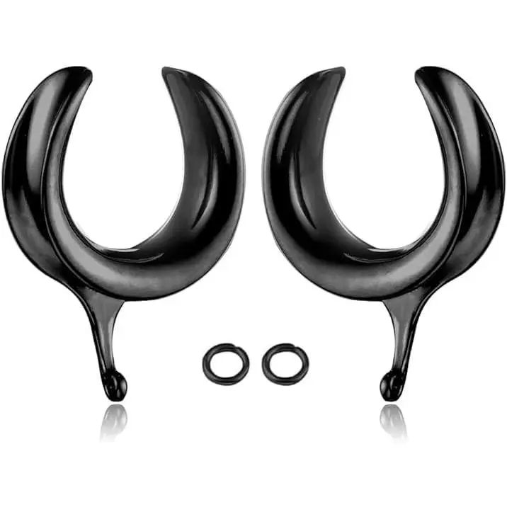 (6mm 2g DIY Ear Saddle Tunnel Plugs  Stretchers Black    316 Stainless Steel Ear Gauges Dangle Accessories Expander Fashion   2 count