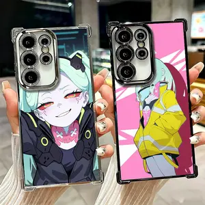 Rebecca Edition Cyberpunk Edgerunner Phone Case - E-Edgerunners Anime Rebecca Phone Case for Samsung S26 S25 S24 S23 S22 Plus Ultra iPhone 17 Air 16 15 14 13 12 11 Pro Max Plus for Galaxy Clear Plating Anti Drop Cover Shockproof Shell Coquille Unique Gift