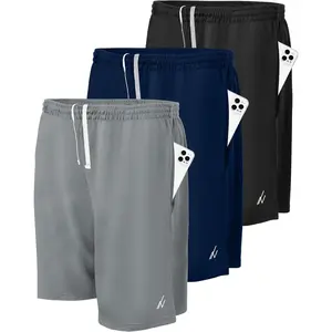 3 Pack Men's Athletic Shorts Quick Dry Lightweight Workout Running Gym Shorts with Pockets(Gift)
